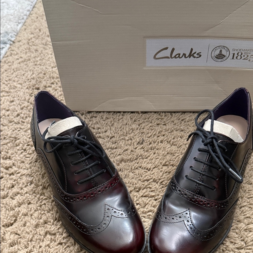 Clarks Dark Burgundy Oxford Shoes